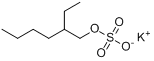 硫酸单异辛酯钾盐英文名称：Sulfuricacid,mono(2-ethylhexyl)ester,potassiumsalt;硫酸单异辛酯钾盐分子式结构图