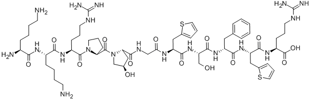 LYS-LYS-(HYP3,Β-(2-THIENYL)-ALA5·8,D-PHE7)-BRADYKININ分子式结构图