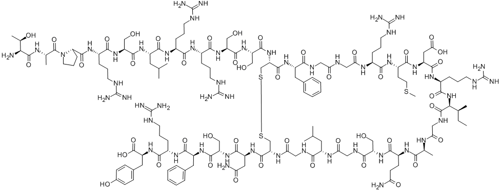 URODILATIN;THR-ALA-PRO-ARG-SER-LEU-ARG-ARG-SER-SER-CYS-PHE-GLY-GLY-ARG-MET-ASP-ARG-ILE-GLY-ALA-GLN-S分子式结构图