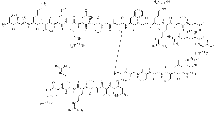 BNP-32 (PORCINE);SER-PRO-LYS-THR-MET-ARG-ASP-SER-GLY-CYS-PHE-GLY-ARG-ARG-LEU-ASP-ARG-ILE-GLY-SER-LEU分子式结构图