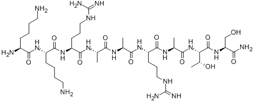 LYS-LYS-ARG-ALA-ALA-ARG-ALA-THR-SER-NH2分子式结构图