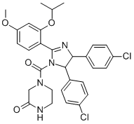 REL-4-[[(4R,5S)-4,5-双(4-氯苯基)-4,5-二氢-2-[4-甲氧基-2-(1-甲基乙氧基)苯基]-1H-咪唑-1-基]羰基]-2-哌?分子式结构图