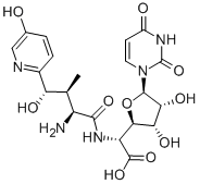 尼柯霉素 Z;尼柯霉素 Z;2-(2-氨基-4-羟基-4-(5-羟基-2-吡啶)3-甲基乙酰)氨基-6-(3-甲酰-4-咪唑啉-5-酮)己糖分子式结构图