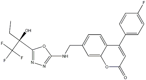 4-(4-氟苯基)-7-[[[5-[(1S)-1-羟基-1-(三氟甲基)丙基]-1,3,4-恶二唑-2-基]氨基]甲基]-2H-1-苯并吡喃-2-酮;4分子式结构图