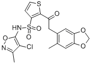 N-(4-氯-3-甲基-5-异恶唑基)-2-[(2-甲基-4,5-亚甲二氧基苯基)乙酰]噻吩-3-磺酰胺;N-(4-氯-3-甲基-5-异恶唑?分子式结构图