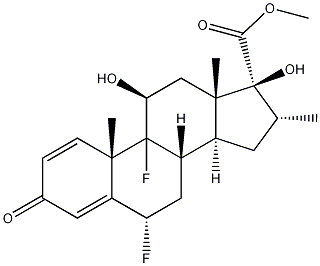 (6A,11B,16A,17A)-6,9-二氟-11,17-二羟基-16-甲基-3-氧代雄甾-1,4-二烯-17-甲酸甲酯;(6A,11B,16A,17A)-6,9-分子式结构图
