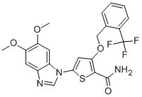 3-[2-(三氟甲基)苄氧基]-5-(5,6-二甲氧基-1H-苯并[D]咪唑-1-基)-2-噻吩甲酰胺;3-[2-(三氟甲基)苄氧基]-5-(5分子式结构图