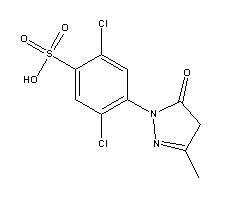 1-(2',5'-二氯-4'-磺酸苯基)-3-甲基-5-吡唑啉酮分子式结构图