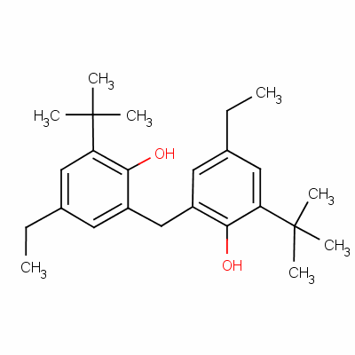 2,2'-亚甲基双(4-乙基-6-叔丁基苯酚)分子式结构图