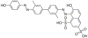 7-hydroxy-8-[[4'-[(4-hydroxyphenyl)azo]-3,3'-dimethyl[1,1'-biphenyl]-4-yl]azo]naphthalene-1,3-disulphonic acid分子式结构图