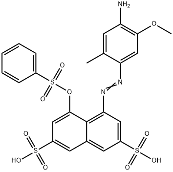 4-[(4-amino-5-methoxy-o-tolyl)azo]-5-[(phenylsulphonyl)oxy]naphthalene-2,7-disulphonic acid分子式结构图