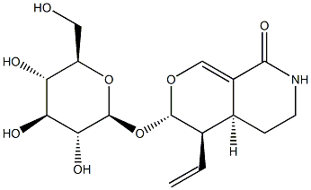 (3S)-4α-Vinyl-3-β-D-glucopyranosyloxy-3,4,4aβ,5,6,7-hexahydro-8H-pyrano[3,4-c]pyridin-8-one分子式结构图