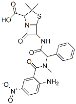 4-Thia-1-azabicyclo[3.2.0]heptane-2-carboxylicacid,6-[2-(2-amino-N-methyl-5-nitrobenzamido)-2-phenylacetamido]-3,3-dimethyl-7-oxo-,DL-(8CI)分子式结构图