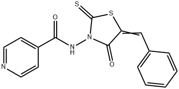 N-[4-Oxo-5-(phenylmethylene)-2-thioxo-3-thiazolidinyl]-4-pyridinecarboxamide分子式结构图