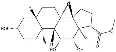 3β,11β,12β-Trihydroxy-5α-androstane-17β-carboxylic acid methyl ester分子式结构图