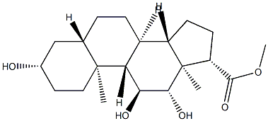 3β,11α,12β-Trihydroxy-5α-androstane-17β-carboxylic acid methyl ester分子式结构图