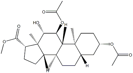 3β,11α-Bis(acetyloxy)-12β-hydroxy-5α-androstane-17β-carboxylic acid methyl ester分子式结构图