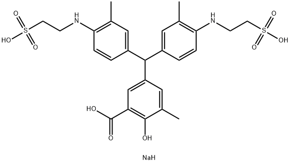 2-Hydroxy-3-methyl-5-[bis[3-methyl-4-[N-[2-(sodiosulfo)ethyl]amino]phenyl]methyl]benzoic acid分子式结构图