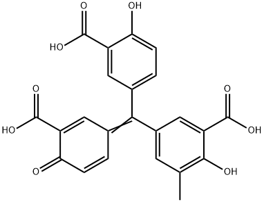 5-[(3-Carboxy-4-hydroxyphenyl)(3-carboxy-4-oxo-2,5-cyclohexadien-1-ylidene)methyl]-2-hydroxy-3-methylbenzoic acid分子式结构图