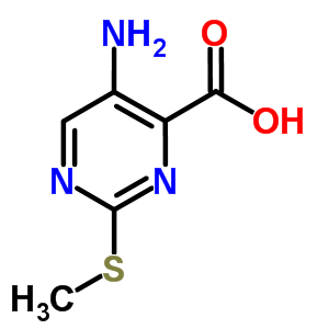 5-氨基-2-(甲基巯基)嘧啶-4-羧酸分子式结构图