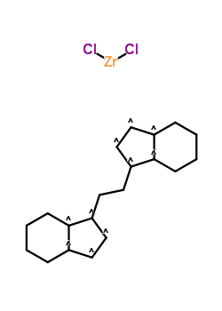 rac-乙烯双(4,5,6,7-四氢-1-茚基)二氯化锆分子式结构图