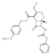 7-苯乙酰氨基-3-氯甲基-4-头孢烷酸对甲氧基苄酯分子式结构图