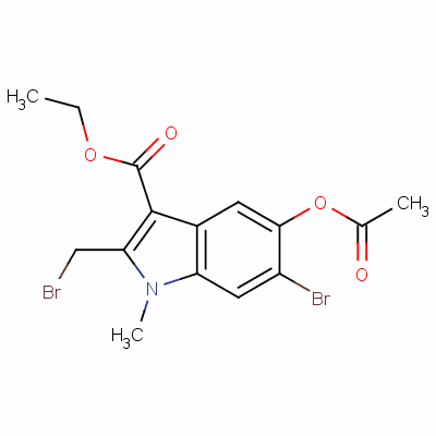 6-溴-5-羟基-1-甲基-2-苯硫甲基吲哚-3-甲酸乙酯分子式结构图