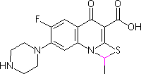 6-氟-7-哌嗪-1-甲基-4-氧-[1,3]硫氮杂环[3,2-a]-喹啉-3-羧酸分子式结构图