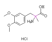 3,4-二甲基-L-甲基多巴盐酸盐分子式结构图