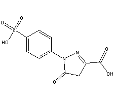 1-(4'-磺酸苯基)-3-羧基-5-吡唑啉酮分子式结构图