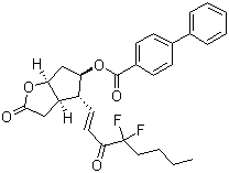[3aR-[3aa,4a(E),5b,6aa]]-4-(4,4-二氟-3-氧代-1-辛烯基)六氢-2-氧代-2H-环戊并[b]呋喃-5-基 [1,1'-联苯]-4-甲酸酯分子式结构图