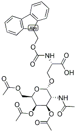 N-芴甲氧羰基-O-beta-(2-乙酰氨基-2-脱氧-3,4,6-三-O-乙酰基-alpha-D-吡喃半乳糖基)-L-丝氨酸分子式结构图