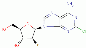 2-氯-9-(2-去氧-2-氟-bata-D-阿拉伯呋喃)-9H-嘌呤-6-胺分子式结构图