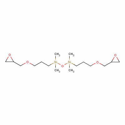 1,1,3,3-四甲基-1,3-二[3-(环氧乙基甲氧基)丙基]二硅氧烷分子式结构图