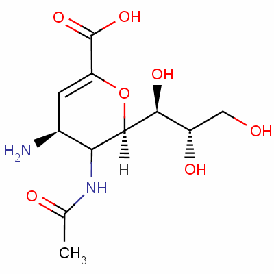 2,3-二脱氢-4-氨基-N-乙酰神经氨酸分子式结构图