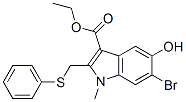 6-溴-5-羟基-1-甲基-2-(苯基硫甲基)吲哚-3-甲酸乙酯分子式结构图