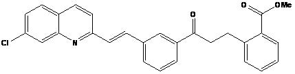 2-(3-(3-(2-(7-氯-2-喹啉基)-乙烯基)苯基)-(3-羰基)丙基)苯甲酸甲脂分子式结构图