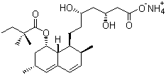 (3R,5R)-7-[(1S,2S,6R,8S,8aR)-8-(2,2-二甲基丁酰氧基)-1,2,6,7,8,8a-六氢-2,6-二甲基-1-萘基]-3,5-二羟基庚酸铵分子式结构图