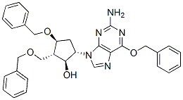 (1S,2S,3S,5S)-5-(2-氨基-6-苄氧基-9H-嘌呤-9-基)-3-苄氧基-2-苄氧基甲基环戊醇分子式结构图