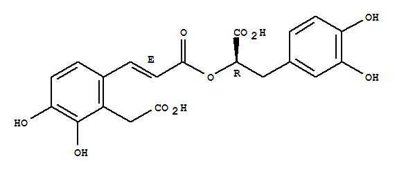 a-[[（2E）-3-[2-（羧甲基）-3,4-二羟基苯基]-1-氧代-2-丙烯-1-基]氧基]-3,4-二羟基-（aR）-苯丙酸分子式结构图