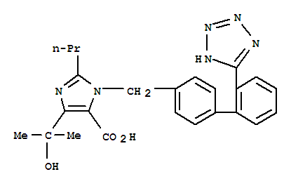 4-(1-羟基-1-甲基乙基)-2-丙基-1-[2'-(四唑-5-基)苯基]苯基]甲基咪唑-5-羧酸分子式结构图