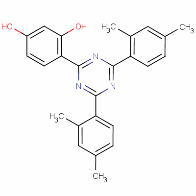 4-[4,6-二(2,4-二甲苯基)-1,3,5-三嗪-2-基]-1,3-苯二醇分子式结构图