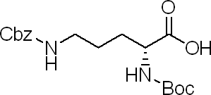 N-叔丁氧羰基-N'-苄氧羰基-D-鸟氨酸分子式结构图