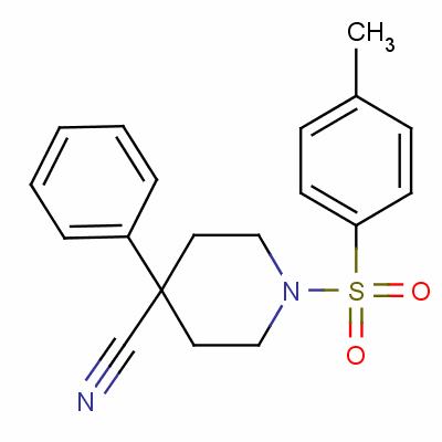 4-苯基-1-(对甲苯磺酰基)哌啶-4-甲腈分子式结构图