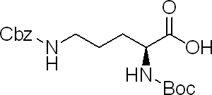 N-叔丁氧羰基-N'-苄氧羰基-L-鸟氨酸分子式结构图