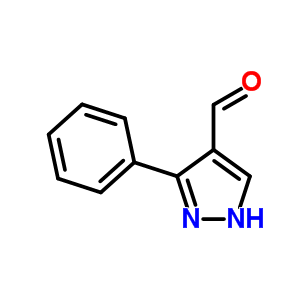 3-苯基-1H-吡唑-4-甲醛分子式结构图