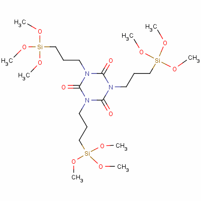 1,3,5-三[3-(三甲氧基甲硅烷基)丙基]-1,3,5-三嗪-2,4,6(1H,3H,5H)-三酮分子式结构图