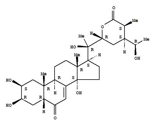 （2b，3b，5b，22R，24S，25S，28R）- 2,3,14,20,22,28-六羟基-6-氧代-26-酸，（2b，3b，5b，22R，24S，25S，28R）-2,3,14,20,22,28-六羟基-6-氧代-D-内酯分子式结构图