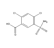 2,4-二氯-5-磺酰胺基苯甲酸分子式结构图