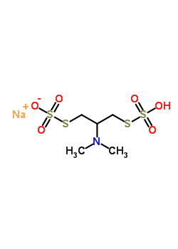 2-二甲氨基-1-硫代磺酸钠基-3-硫代磺酸基丙烷分子式结构图